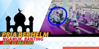 PRIA BERHELM NGAMUK, BANTING MIC DI MASJID