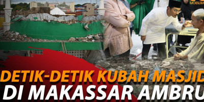 Kubah Masjid Ittifaquh Jamaah Makassar Roboh