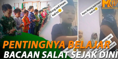 Bocah Ini Koreksi Bacaan Salat Abangnya Yang Jadi Imam